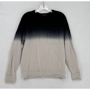 James Perse Mens Black Gray Dip Dyed Cashmere Long Sleeve Sweater Sz 1/S